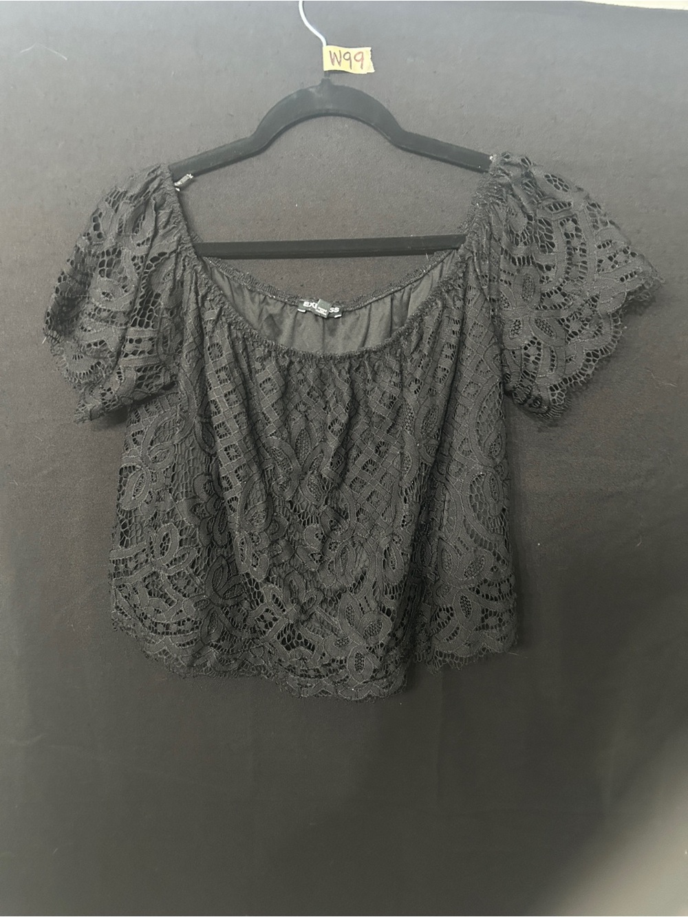 Women’s Express Black Lace Off Shoulder Crop Top Medium